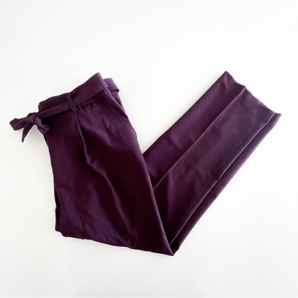 Calvin Klein Trousers Purple Belted Unlined Pants Women's 8 NWT - Picture 1 of 11